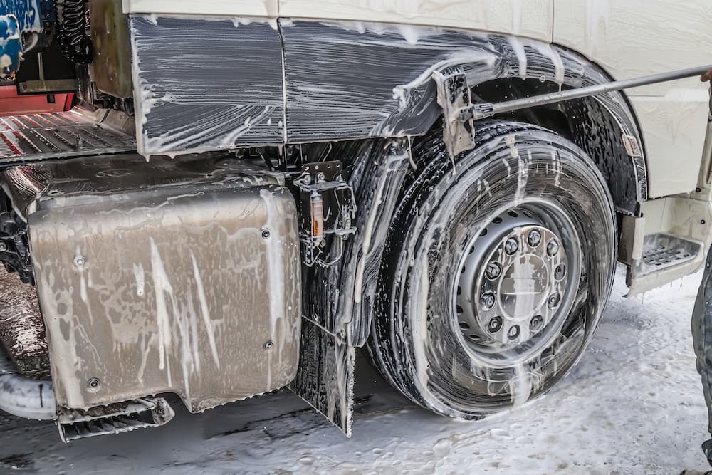 blaack truck being washed